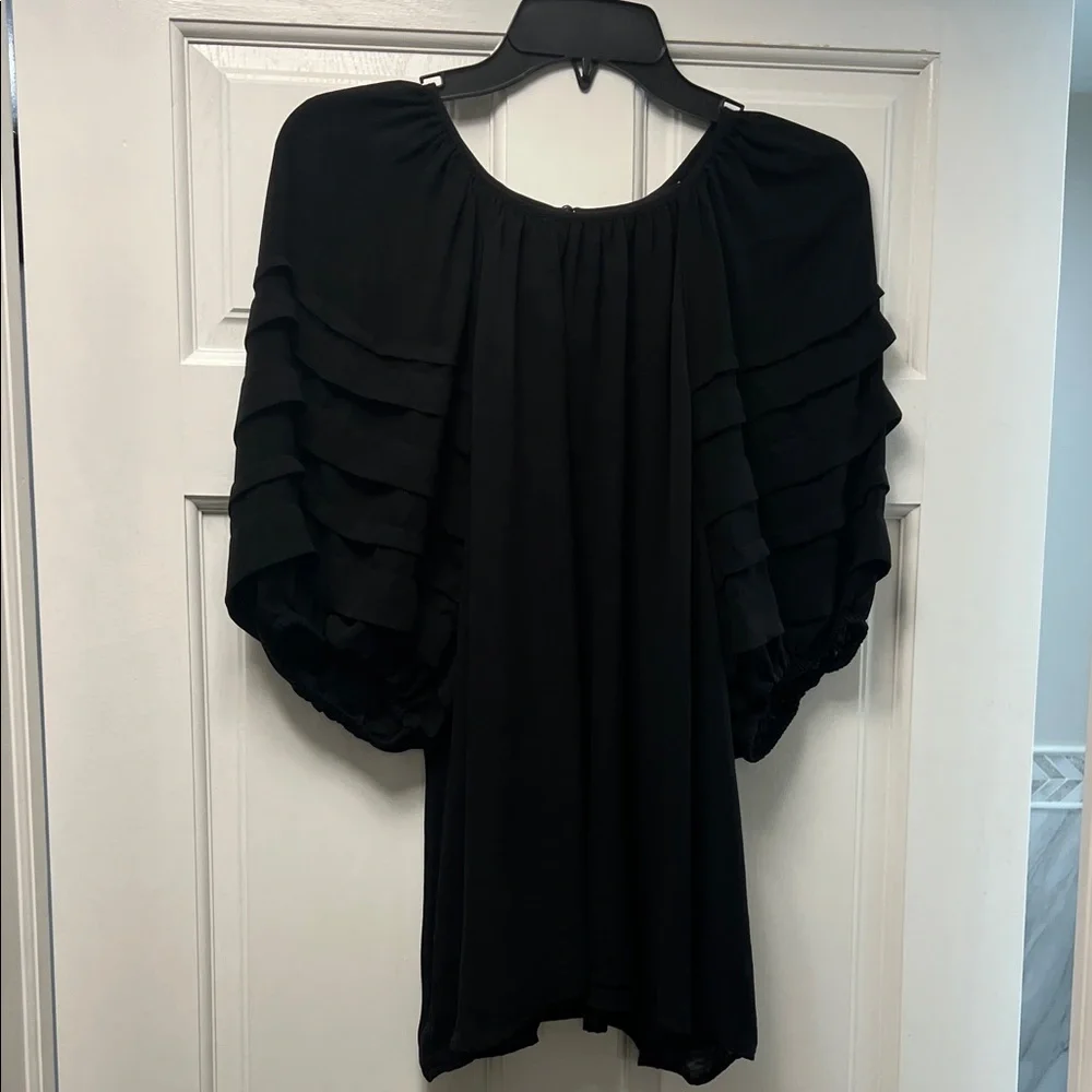 Express Black Ruffled Blouse - Picture 1 of 4